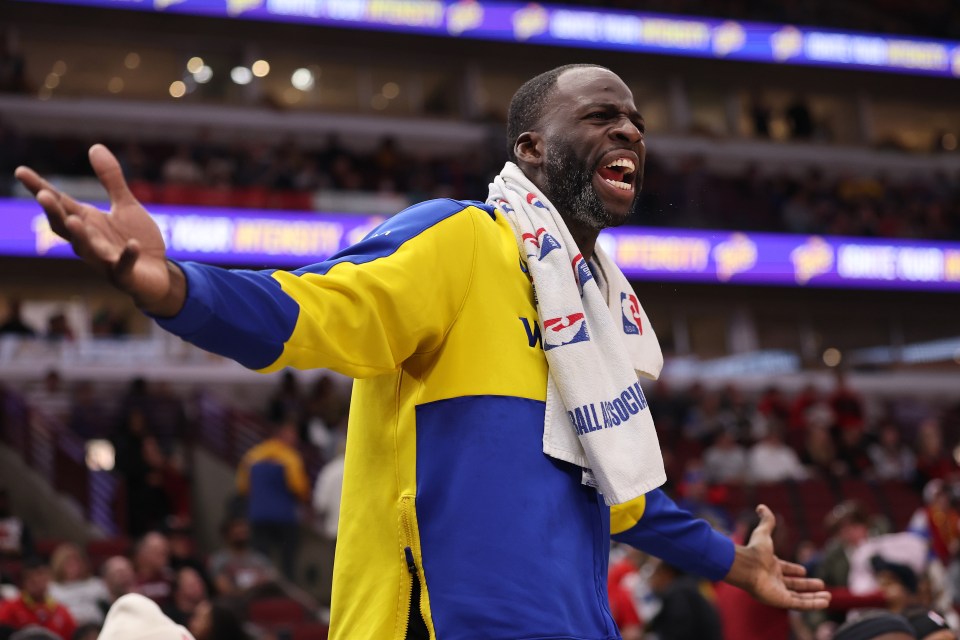 Draymond Green reacting during an NBA game.