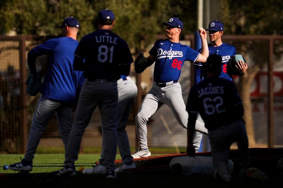 Dodgers relief pitcher Jack Dreyer works out at Camelback Ranch last month.