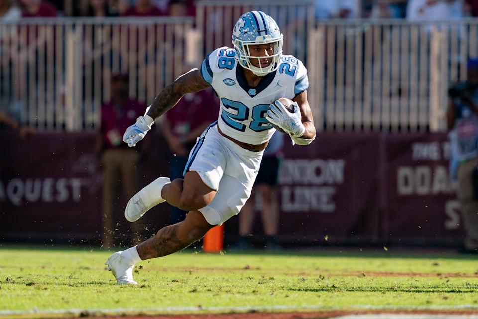 Omarion Hampton could be the clear-cut RB2 behind Ashton Jeanty this NFL Draft. (Photo by Chris Leduc/Icon Sportswire via Getty Images)