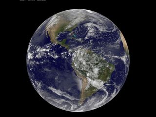 NOAA's GOES-East satellite captured this stunning view of the Americas on Earth Day, April 22, 2014 at 11:45 UTC/7:45 a.m. EDT. The data from GOES-East was made into an image by the NASA/NOAA GOES Project at NASA's Goddard Space Flight Center in Greenbelt, Md.