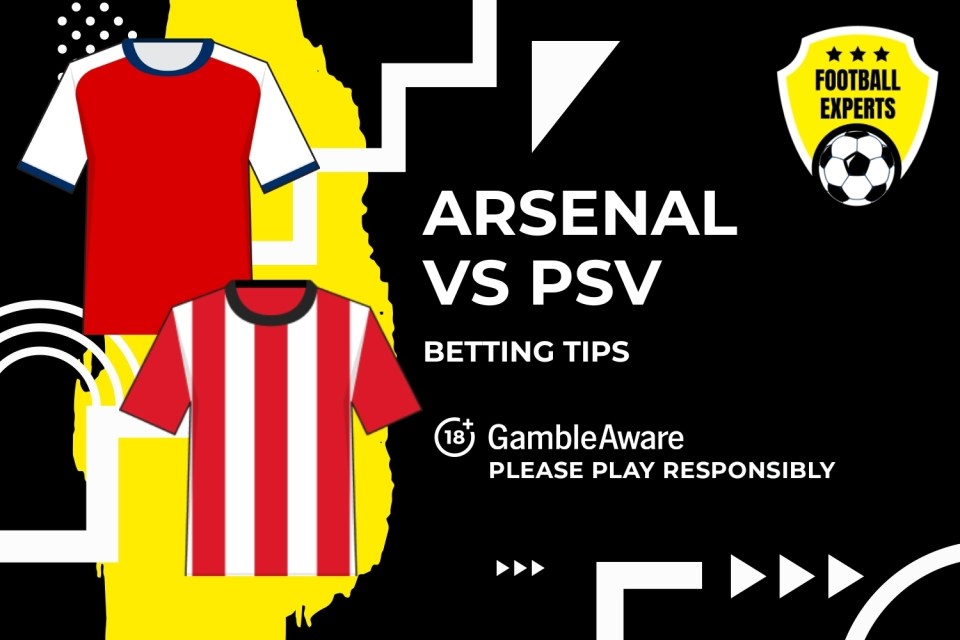 Arsenal vs PSV betting tips. 18+ GambleAware.org – Please Action responsibly.