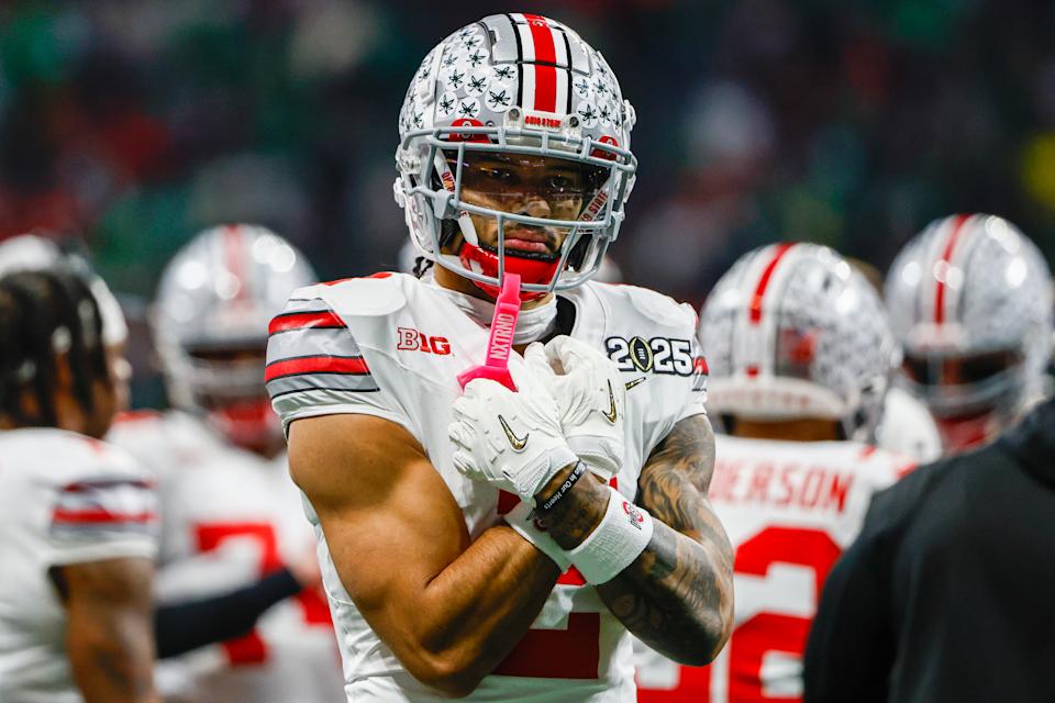 Emeka Egbuka is the latest wide receiver prospect to come from the Ohio State factory. (Photo by Michael Miller/ISI Photos/Getty Images)