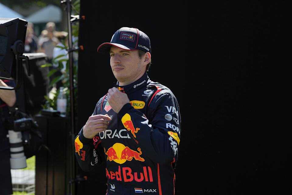 Red Bull driver Max Verstappen of the Netherlands poses during the drivers portrait photo session ahead of the Australian Formula One Grand Prix at Albert Park, in Melbourne, Australia, Thursday, March 13, 2025. (AP Photo/Asanka Brendon Ratnayake)