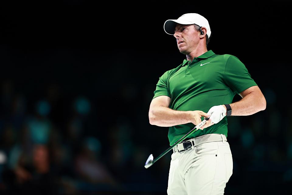 Rory McIlroy and Boston Common didn't quite have it against New York GC. (Carmen Mandato/TGL/TGL via Getty Images)