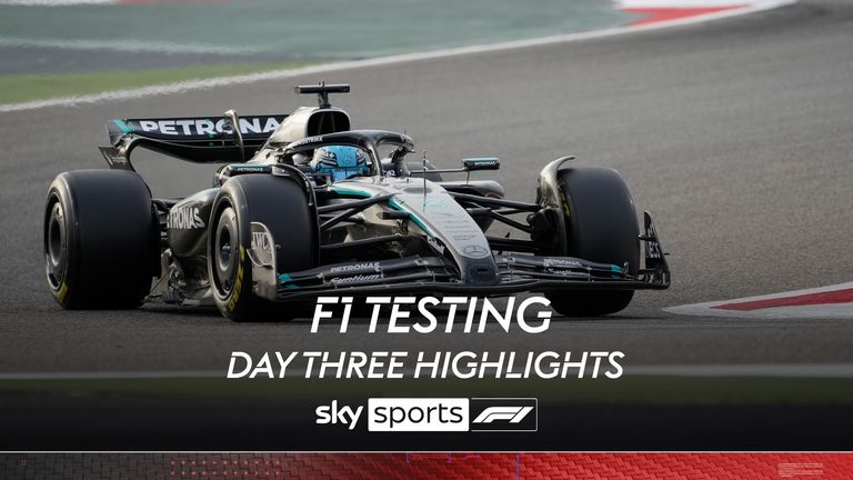 Highlights from day three of F1 Testing as George Russell pipped rival Max Verstappen to the fastest lap in the final minutes.