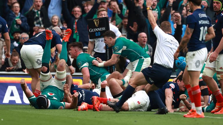 Dan Sheehan flew over to give Ireland a five-point lead early in the second half